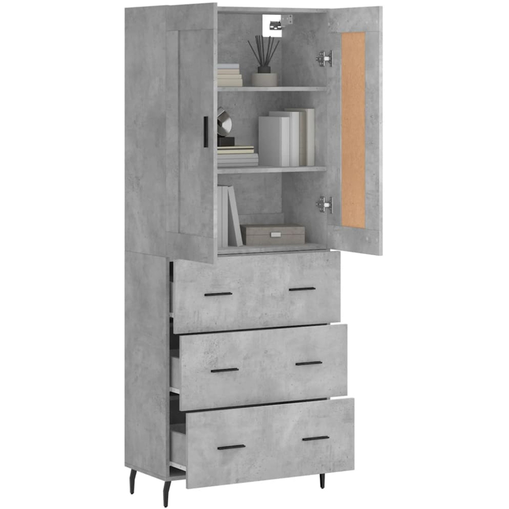 vidaXL 2 Door 3 Drawer Concrete Grey Highboard Image 3