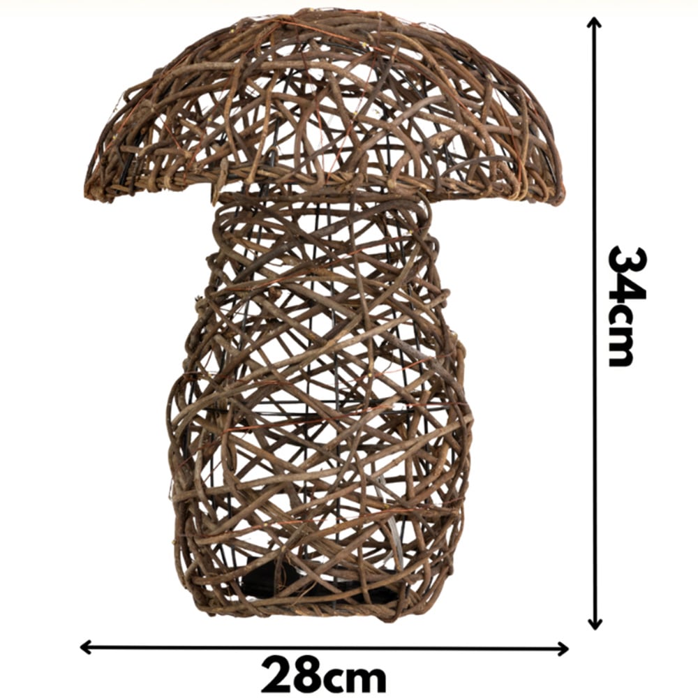 Garden Mile Warm White LED Rattan Mushroom Light 34cm Image 5