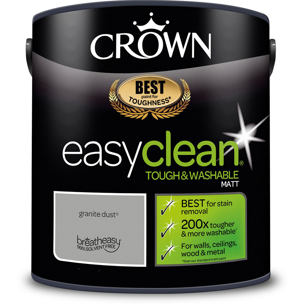 Crown Easyclean Granite Dust Matt Emulsion Multisurface Paint 2.5L Image 2