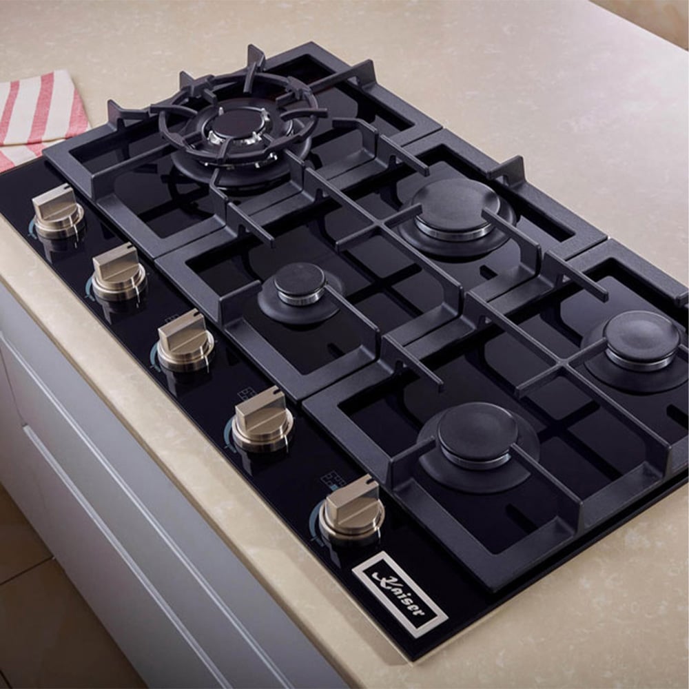 Kaiser Avantgarde Pro Black Glass Gas Hob 86cm Image 2