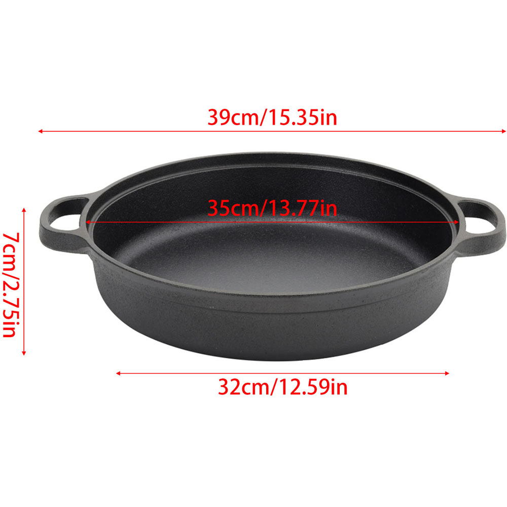 Living and Home Cast Iron Skillet with Double Handles 35cm Image 6