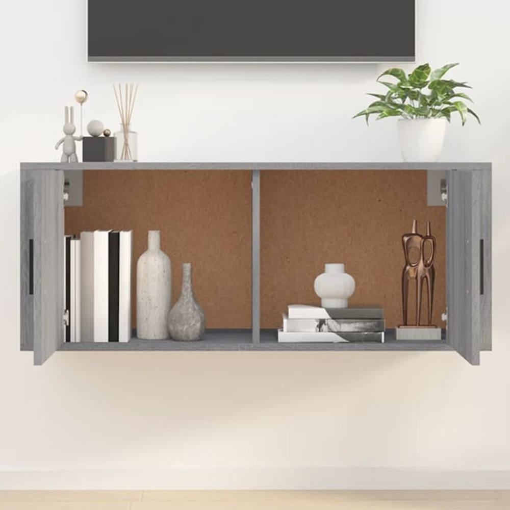 vidaXL 2 Door Grey Sonoma Wall Mounted TV Cabinet Image 1