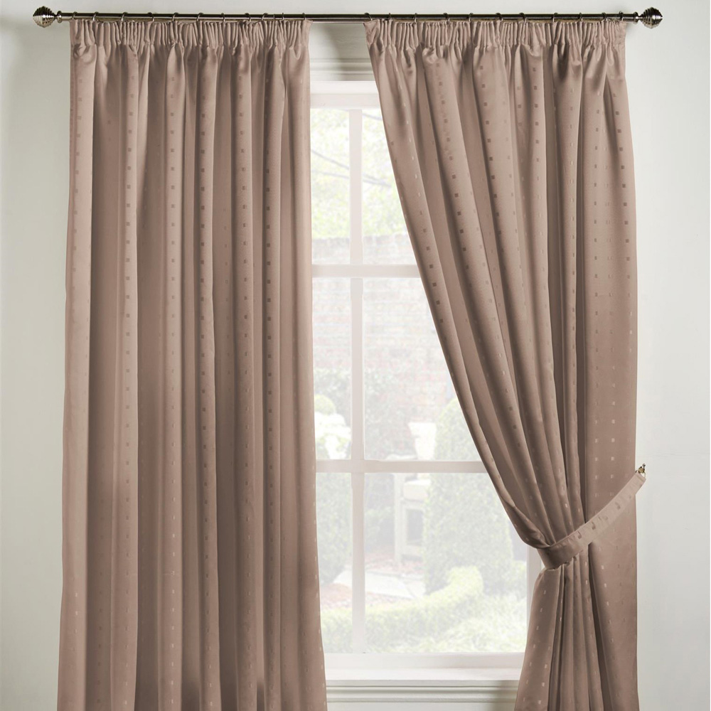Alan Symonds Madison Latte Taped Top Curtains 117 x 137cm Image 2