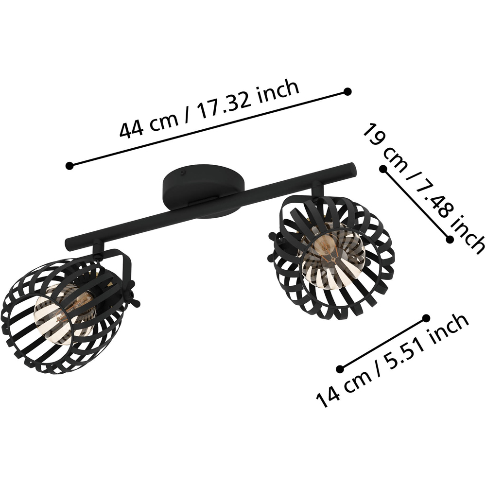 EGLO Girona 2 Lamp Black and Brushed Brass Steel Spotlight Image 5