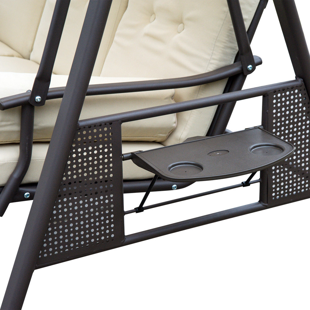 Outsunny 3 Seater Beige Steel Swing with Canopy Image 3