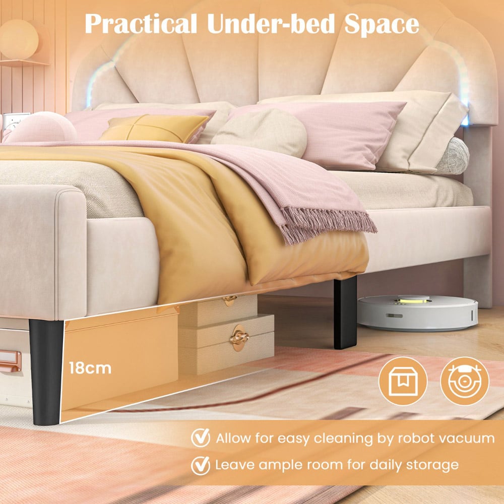 Costway King Size Platform Bed with Adjustable Petal Headboard Image 7
