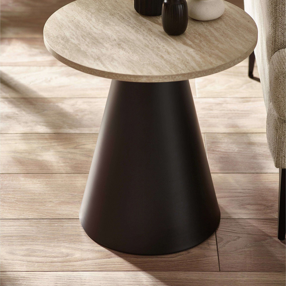 Julian Bowen Elgon Black Travertine Effect Coffee and Lamp Table Set Image 5