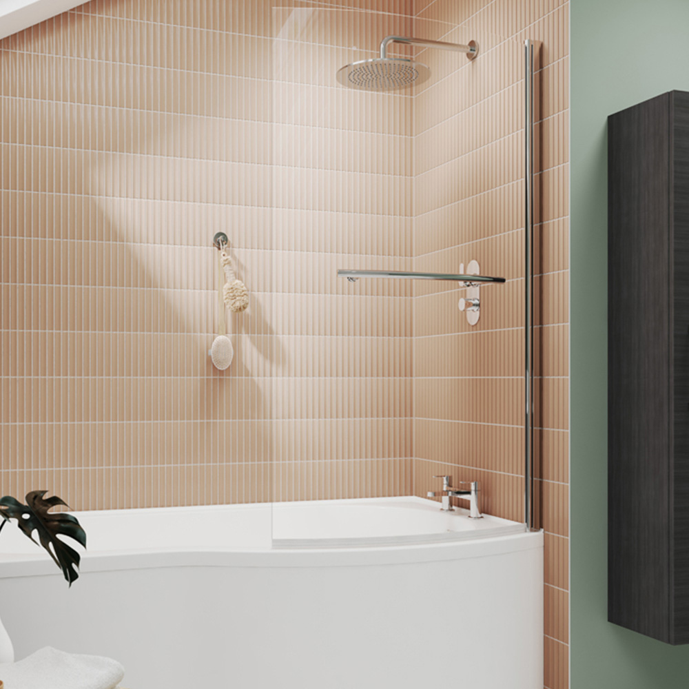 nuie Polished Chrome B-Bath Curved Screen with Rail 6mm Image 2