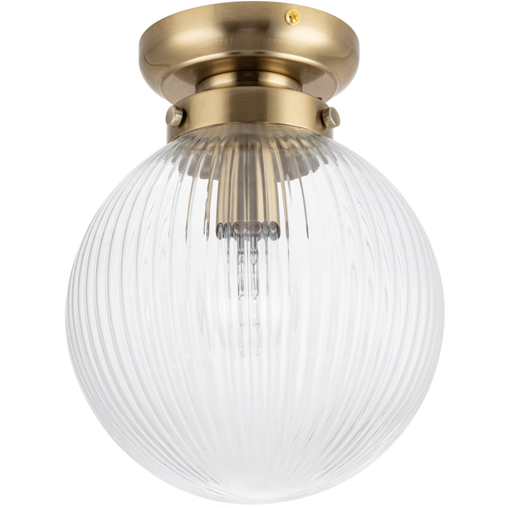Cosylyte Finley Antique Brass Ribbed Glass Ceiling Light Image 1