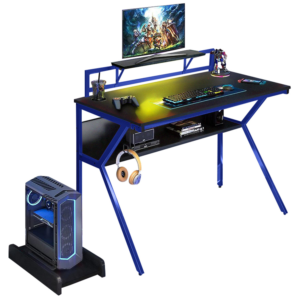 Neo Ergonomic 2 Tier Gaming Desk Blue Image 2