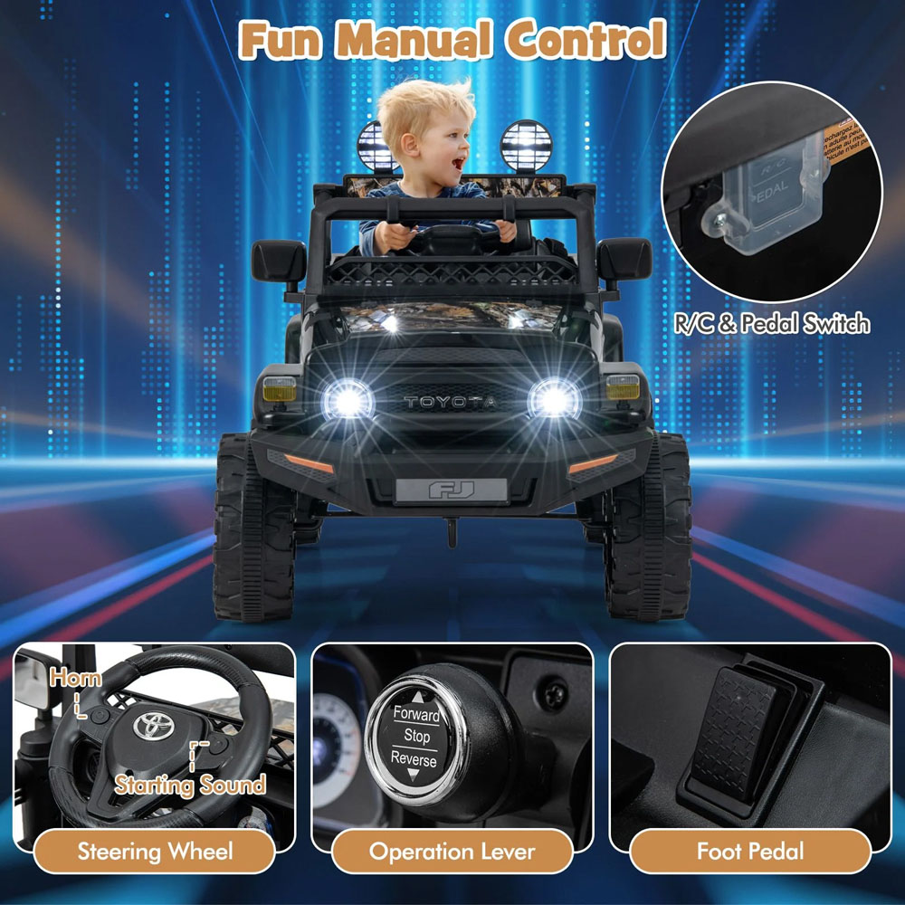 Costway Black Licensed Toyota FJ Cruiser Electric Car with Remote Control Image 7