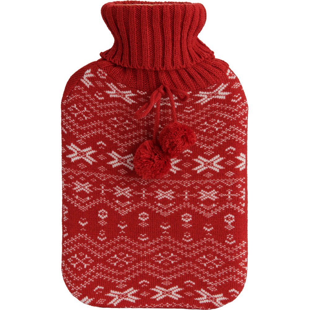 Wilko Hot Water Bottle with Jacquard Knitted Cover Image 1