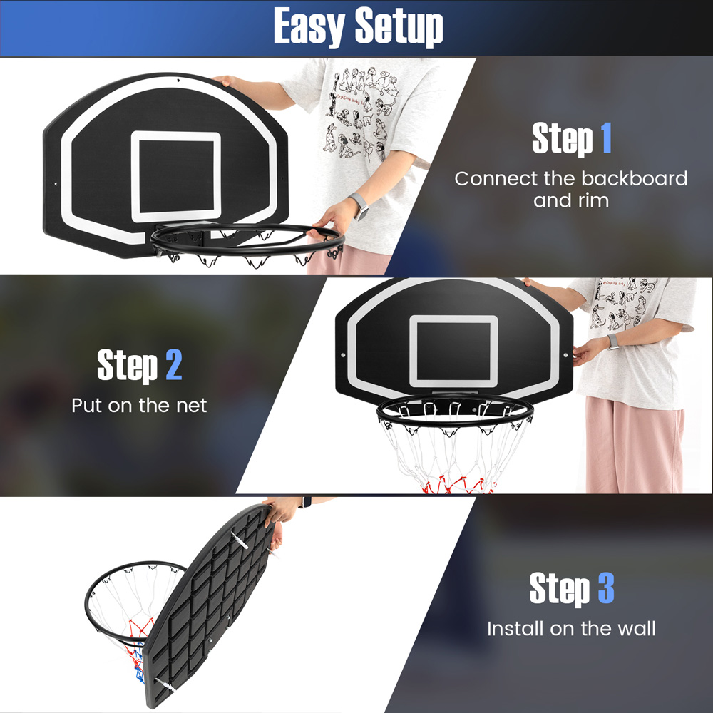 Costway Large Indoor Wall Mounted Basketball Set Image 4
