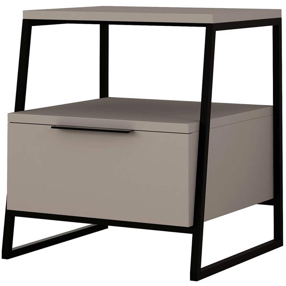 FWStyle Pal Single Drawer Mocha Grey Modern Bedside Table Image 2