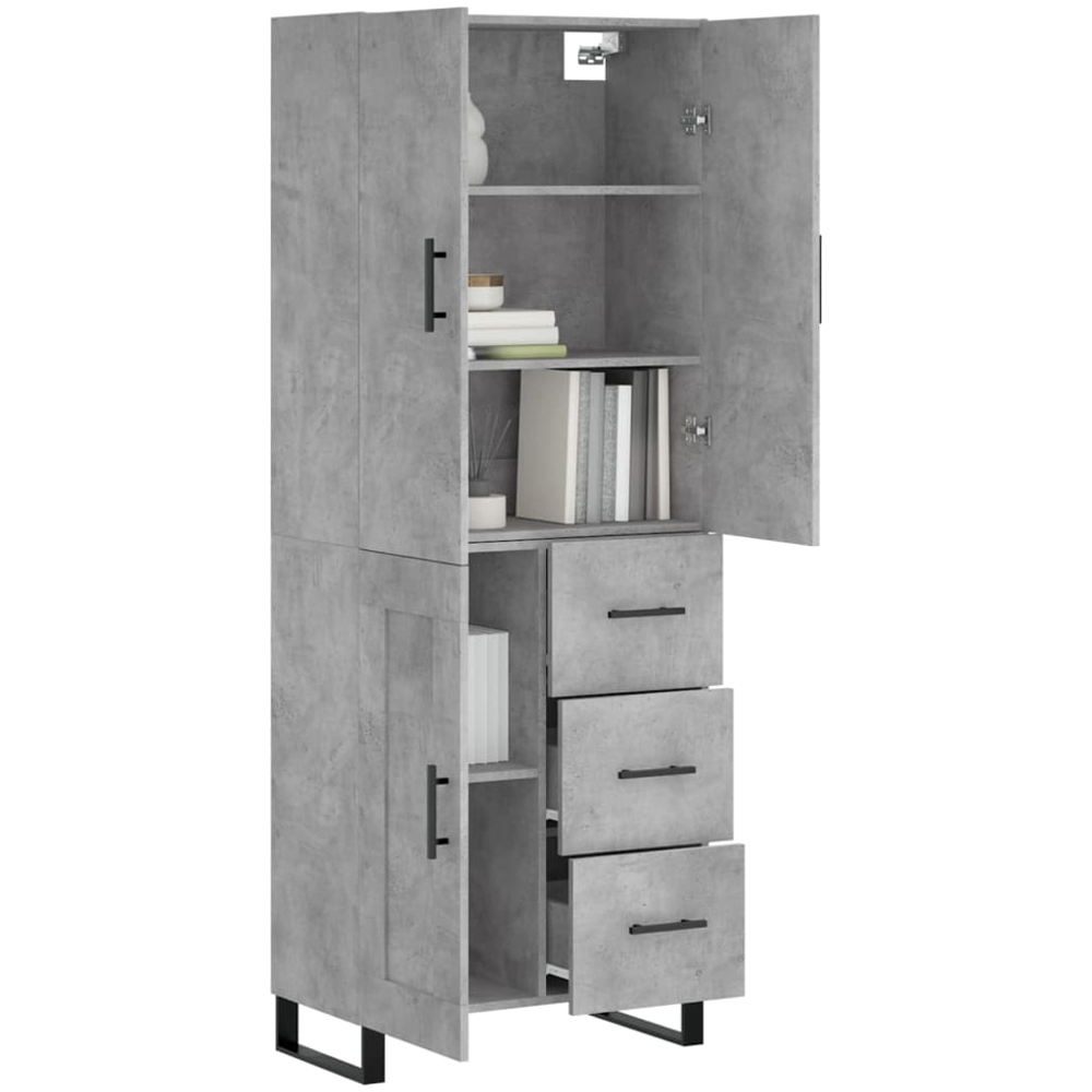 vidaXL 3 Door 3 Drawer Concrete Grey Highboard Image 3