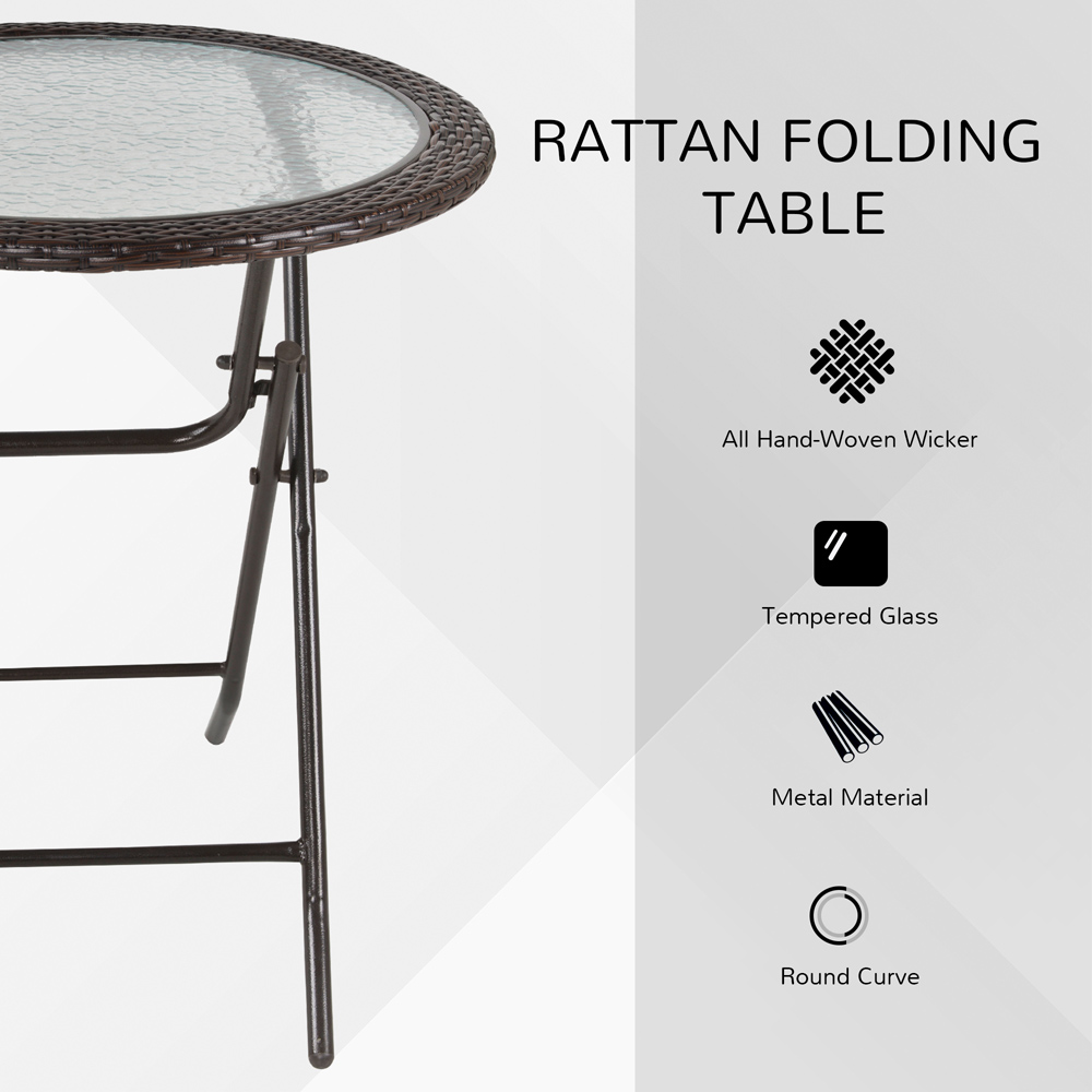 Outsunny Brown Rattan Folding Round Table Image 4