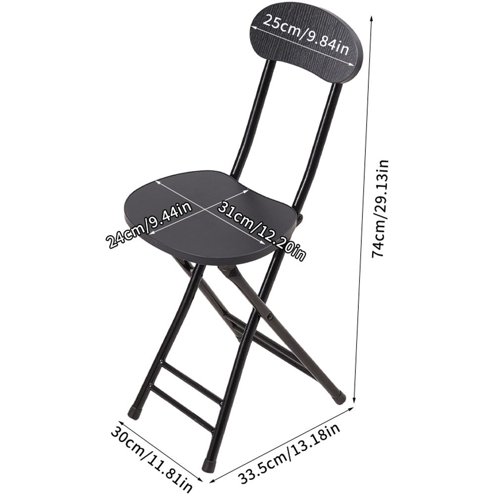 Living and Home Set of 2 Black Portable Foldable Dining Chairs Image 9