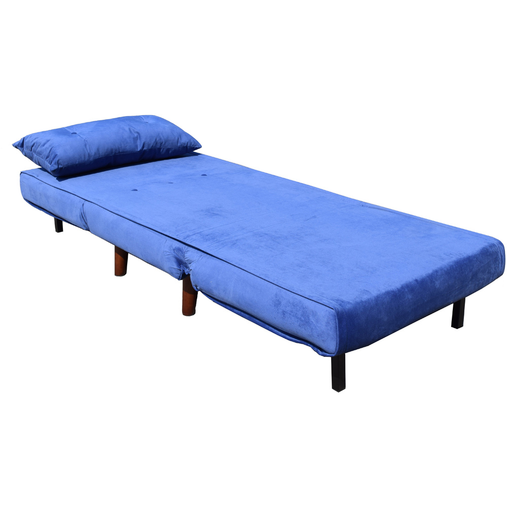 Brooklyn Small Single Navy Plush Velvet Pull Out Sofa Bed Image 2