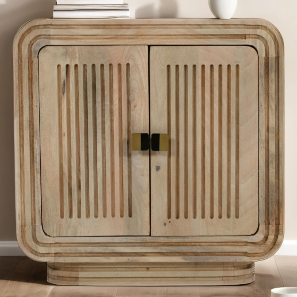 Brooklyn Hudson 2 Door Carved Mango Wood Mini Sideboard Image 1