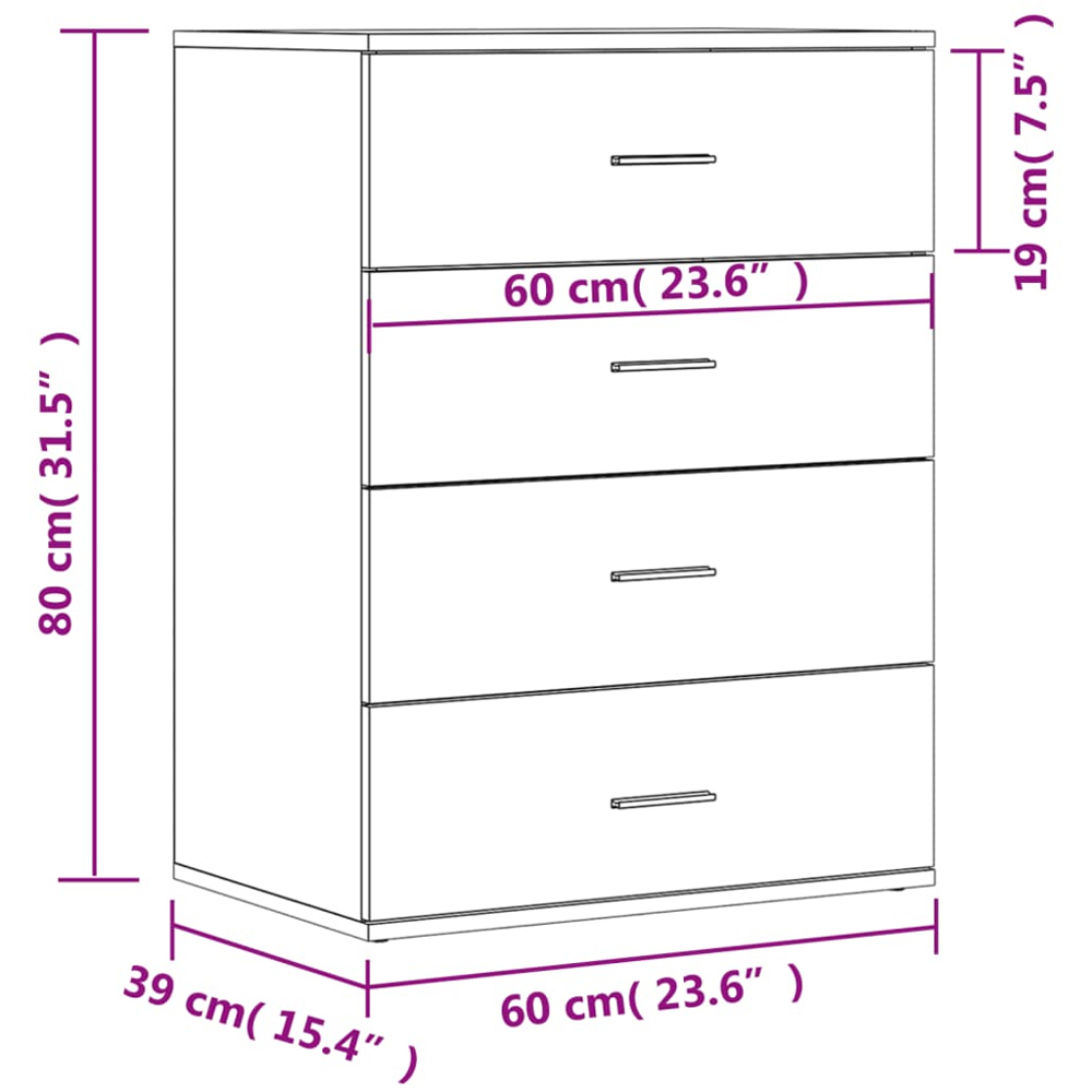 vidaXL 8 Drawer Smoked Oak Sideboard 2 Piece Image 9