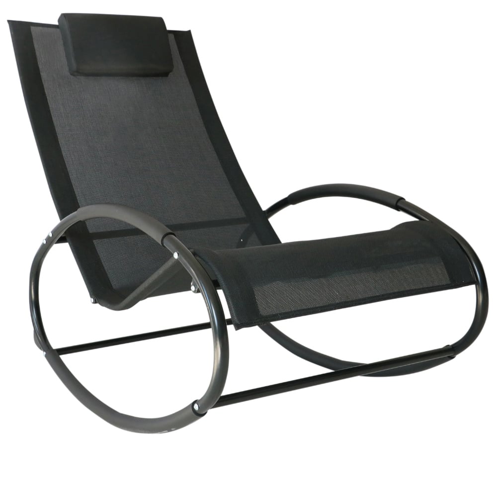 Outsunny Texteline Black Zero Gravity Rocking Chair Image 2