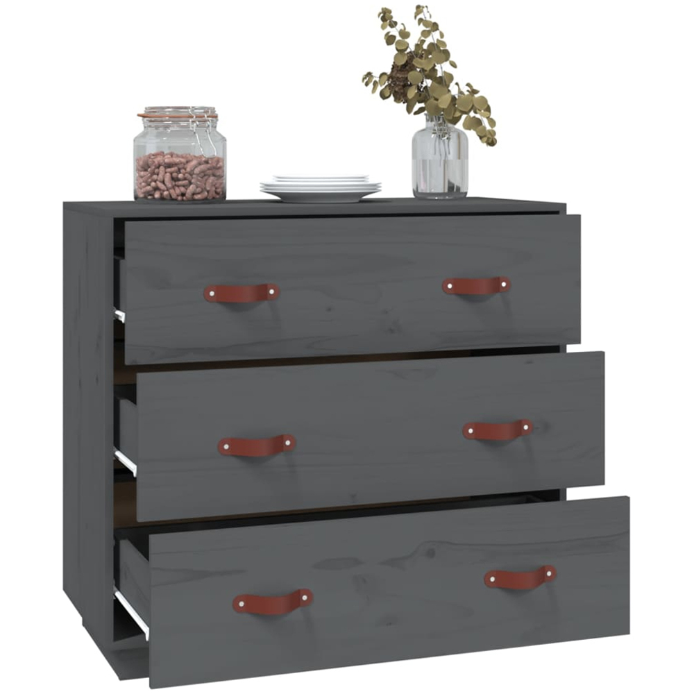 vidaXL 3 Door Grey Wooden Sideboard Image 3