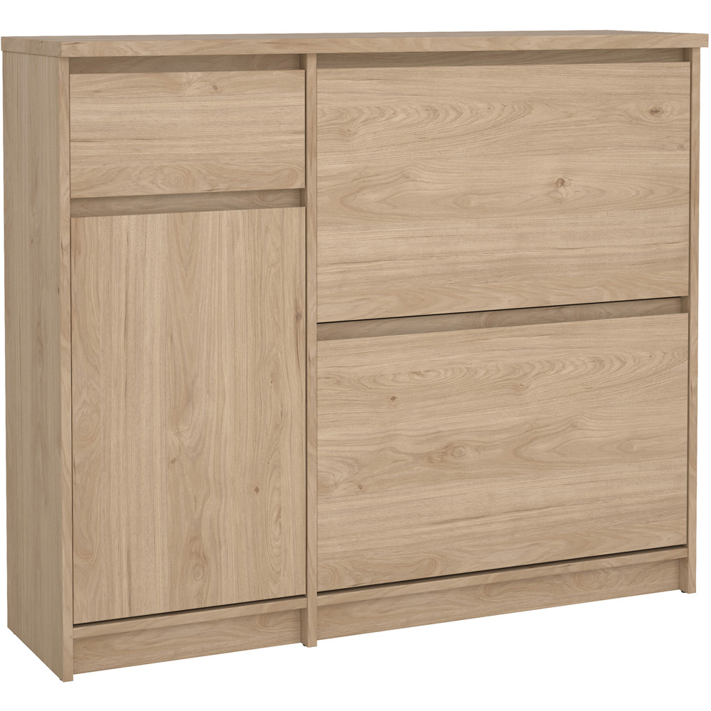 Florence Single Door 3 Drawer Jackson Hickory Oak Shoe Cabinet Image 2