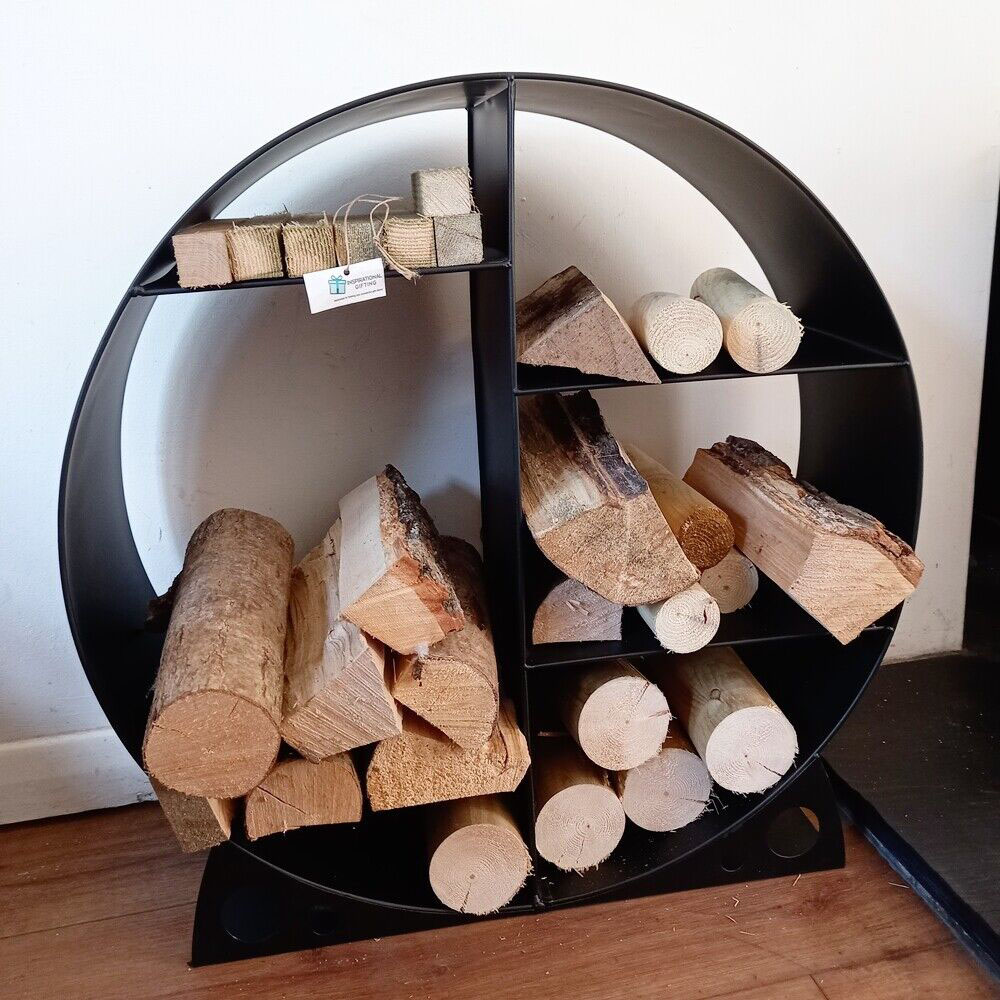 Inspirational Gifting Black Round Steel Log Holder 60cm Image 2
