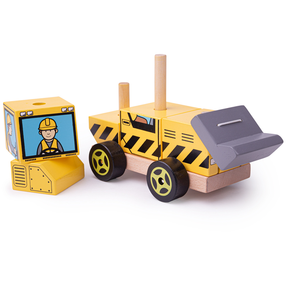 Bigjigs Toys Stacking Bulldozer Toy Yellow Image 3