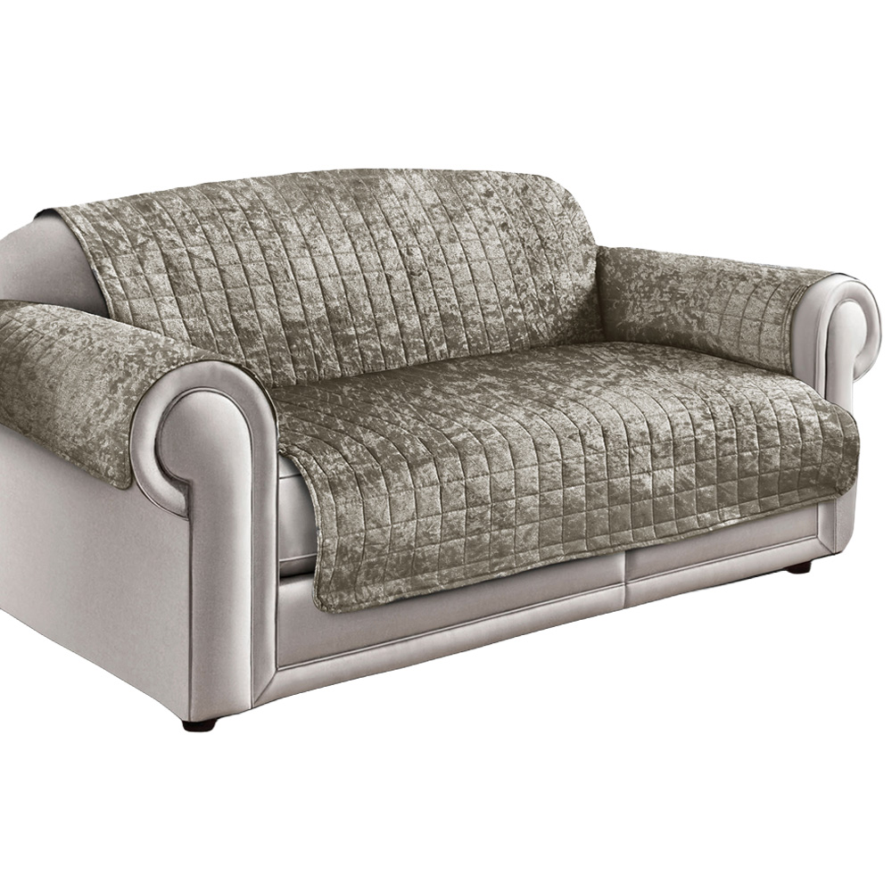 Homerepublic 2 Seater Natural Crushed Velvet Water-Repellent Sofa Protector Image 1