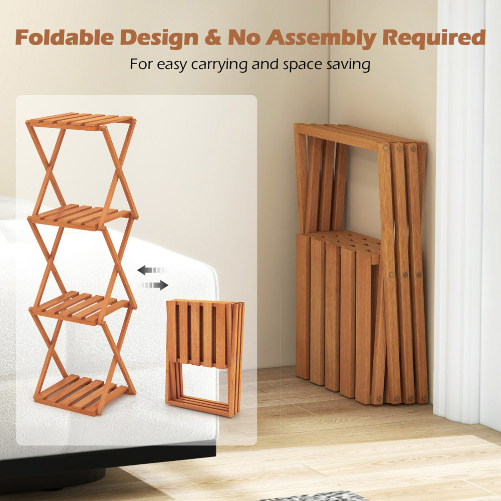 Costway 4 Shelf Wooden Free Standing Shoe Rack Image 6