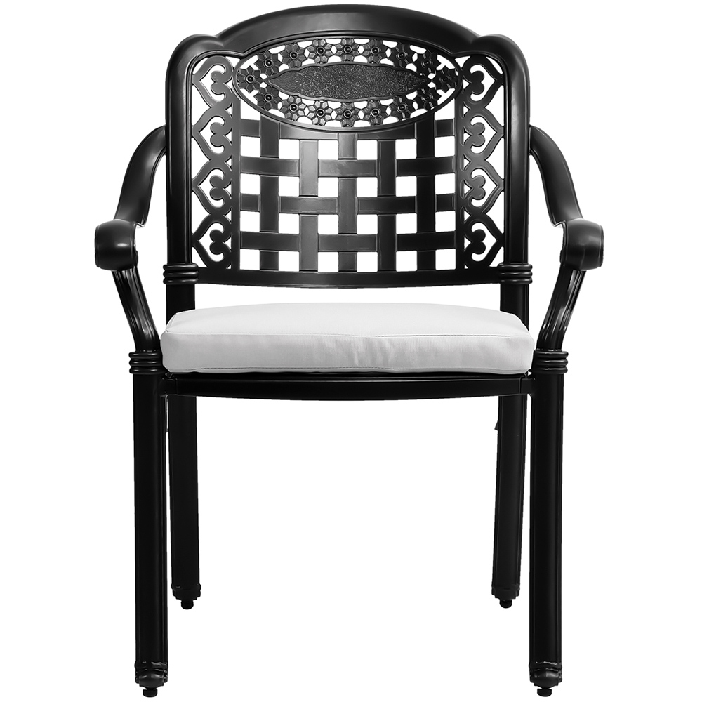 Living and Home Set of 2 Grey Aluminium Dining Chair with Cushions Image 3