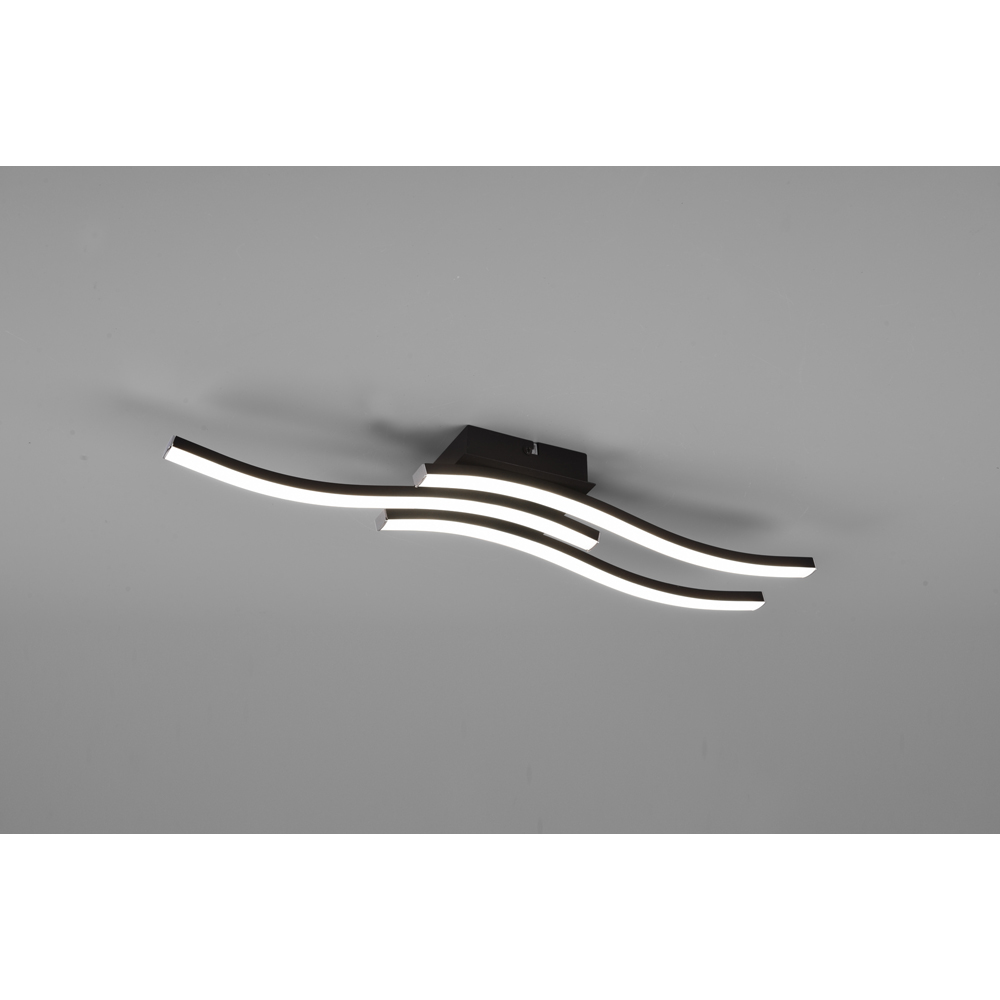 TRIO Route Matt Black 2 Light LED Ceiling Light Image 2