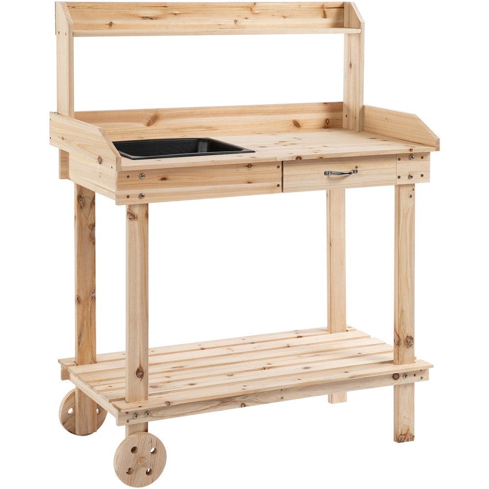 Outsunny Potting Bench with Wheels Image 1