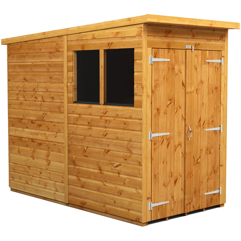 Power Sheds 4 x 8ft Double Door Pent Wooden Shed Image 1