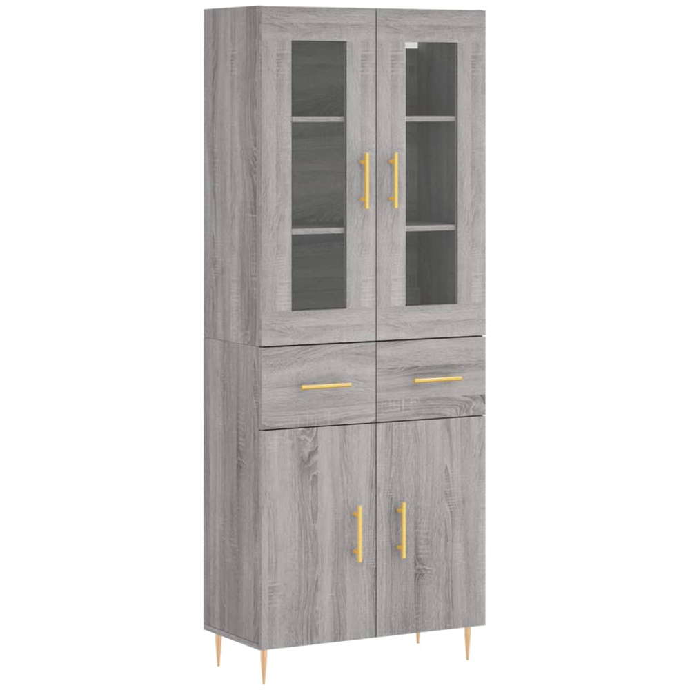 vidaXL 4 Door 2 Drawer Grey Sonoma Highboard Image 2
