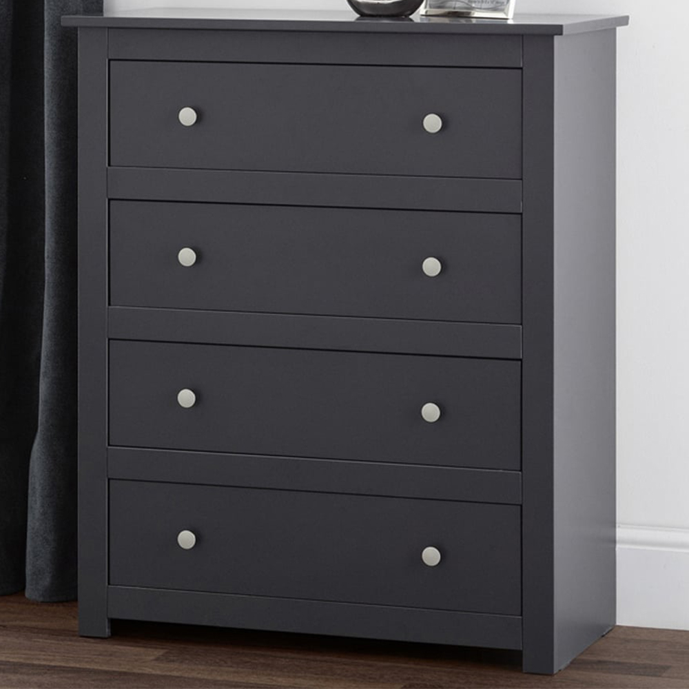 Julian Bowen Radley 4 Drawer Anthracite Chest of Drawers Image 1