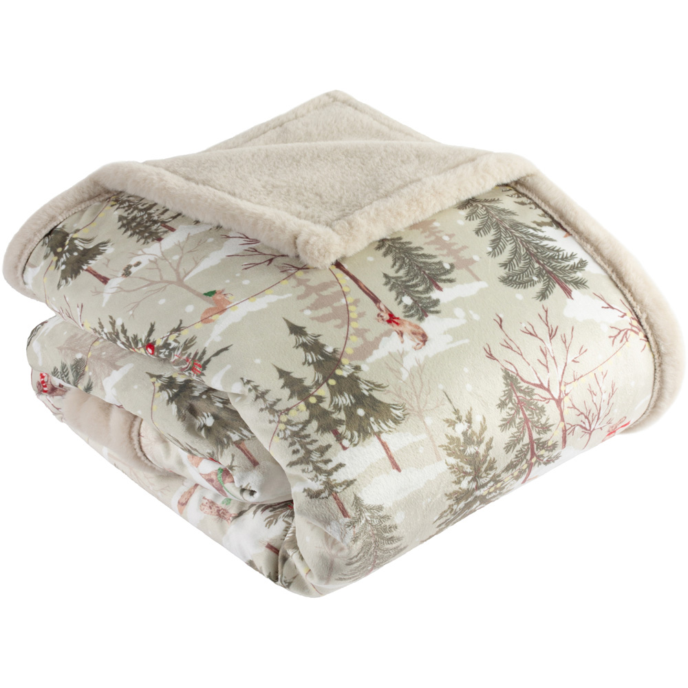 Furn Forest Festivities Natural Faux Fur and Velvet Reversible Throw 130 x 180cm Image 3