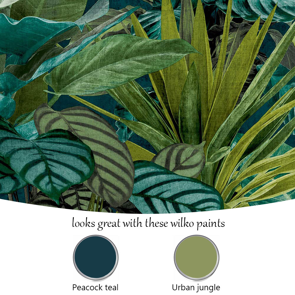 Grandeco Tropical Vista Green Teal Wallpaper Image 4