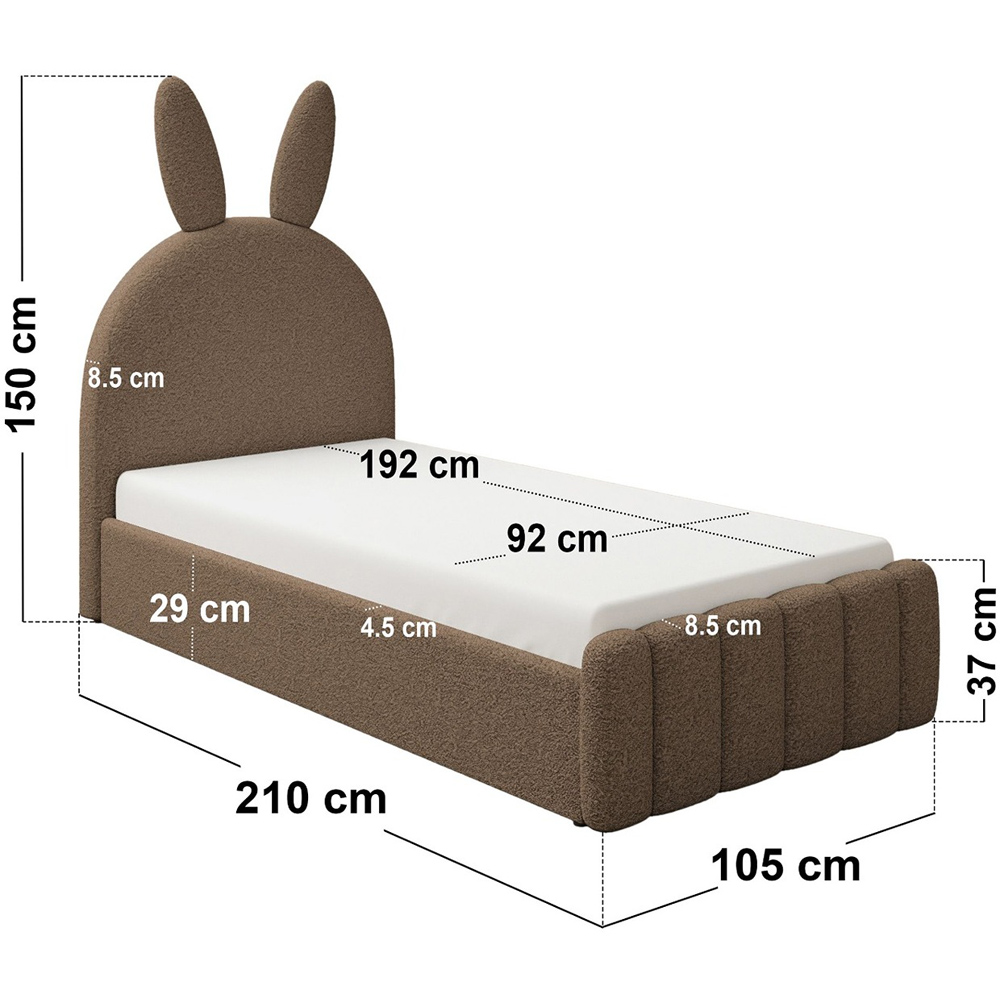 Flair Lapin Single Brown Boucle Bed with Bunny Headboard Image 8