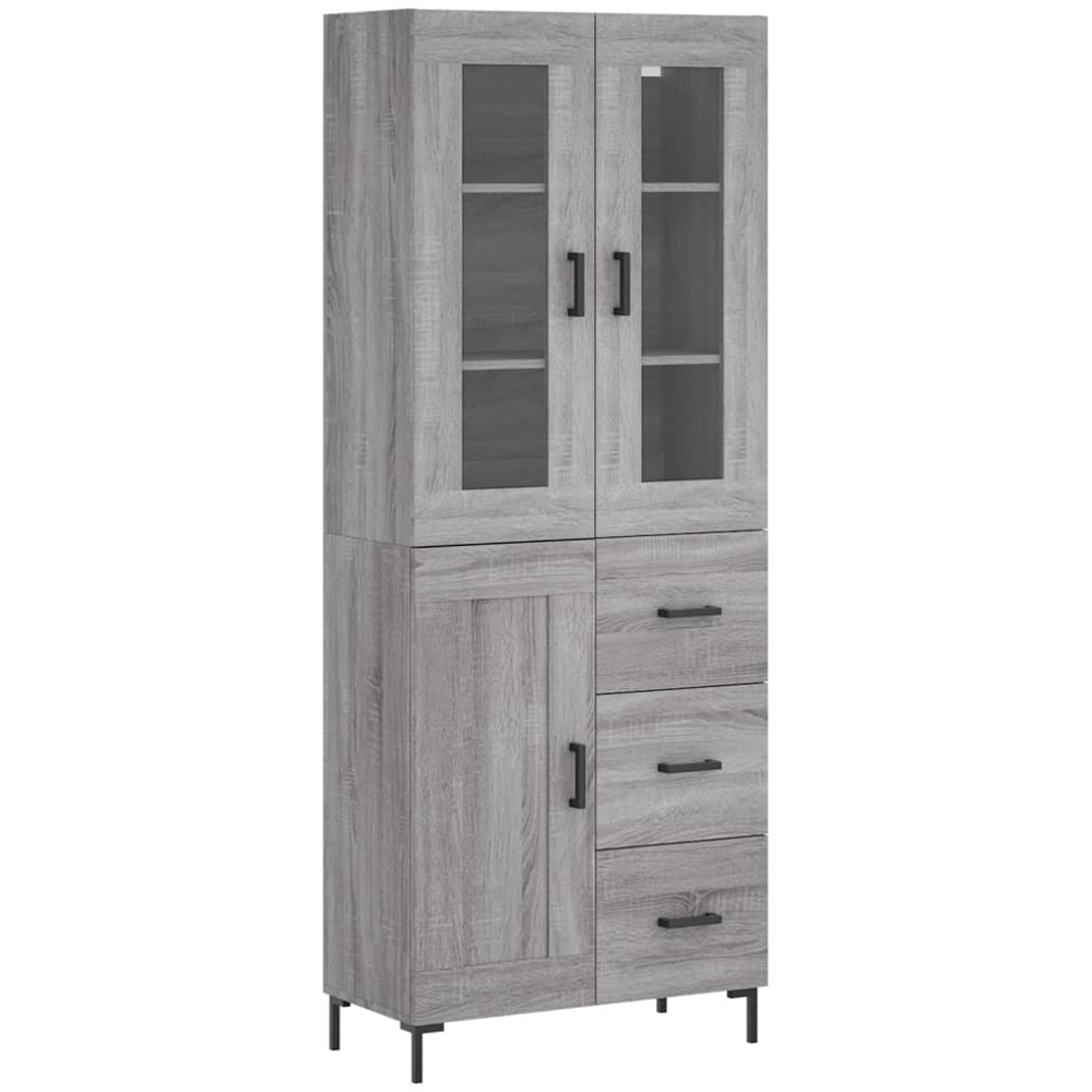 vidaXL 3 Door 3 Drawer Grey Sonoma Highboard Image 2