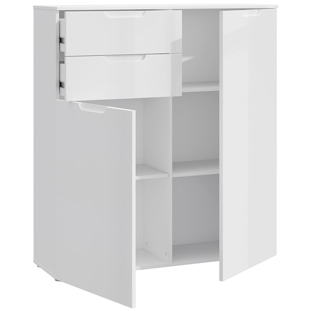 Florence Sienna 2 Door 2 Drawer White High Gloss Cabinet Image 4
