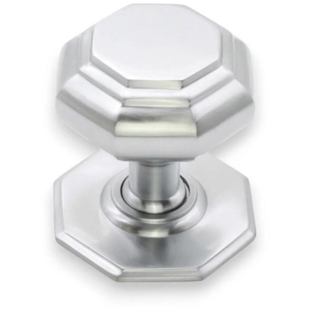 Spira Brass Satin Chrome Octagonal Centre Door Knob Image 3