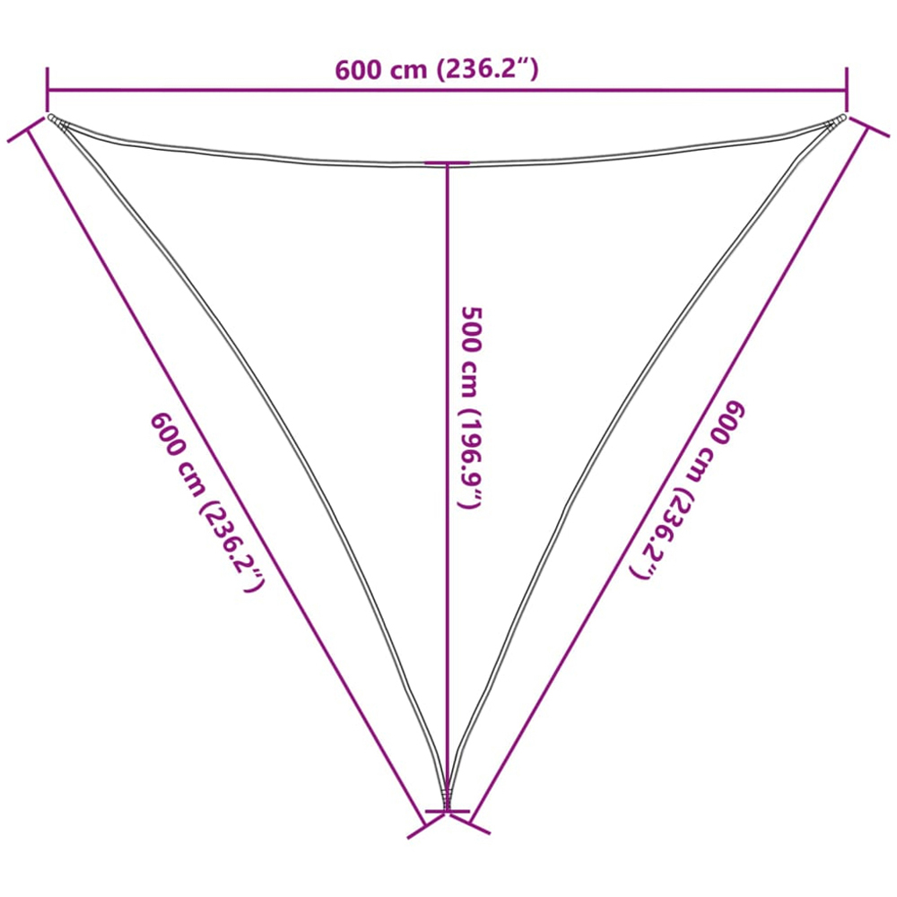 vidaXL Yellow Triangular Sun Shade Sail 6 x 6 x 6m Image 8