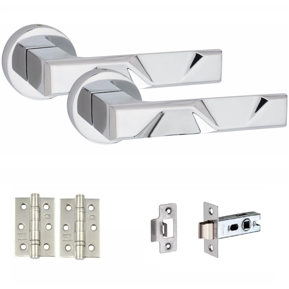 Golden Grace Polished Chrome Modern Nova Door Handle Set Image 1