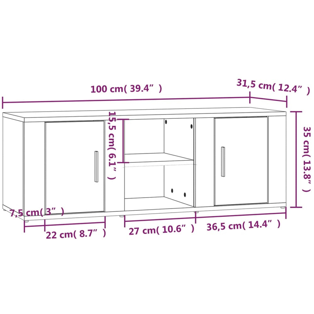 vidaXL 2 Door 2 Shelf Sonoma Oak TV Cabinet Image 9