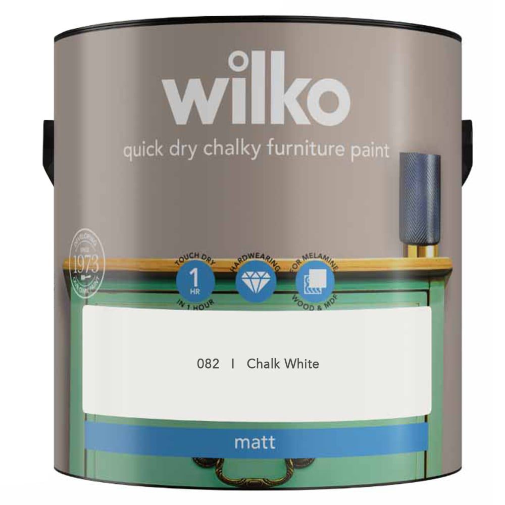 Wilko Quick Dry Chalk White Furniture Paint 2.5L Image 2