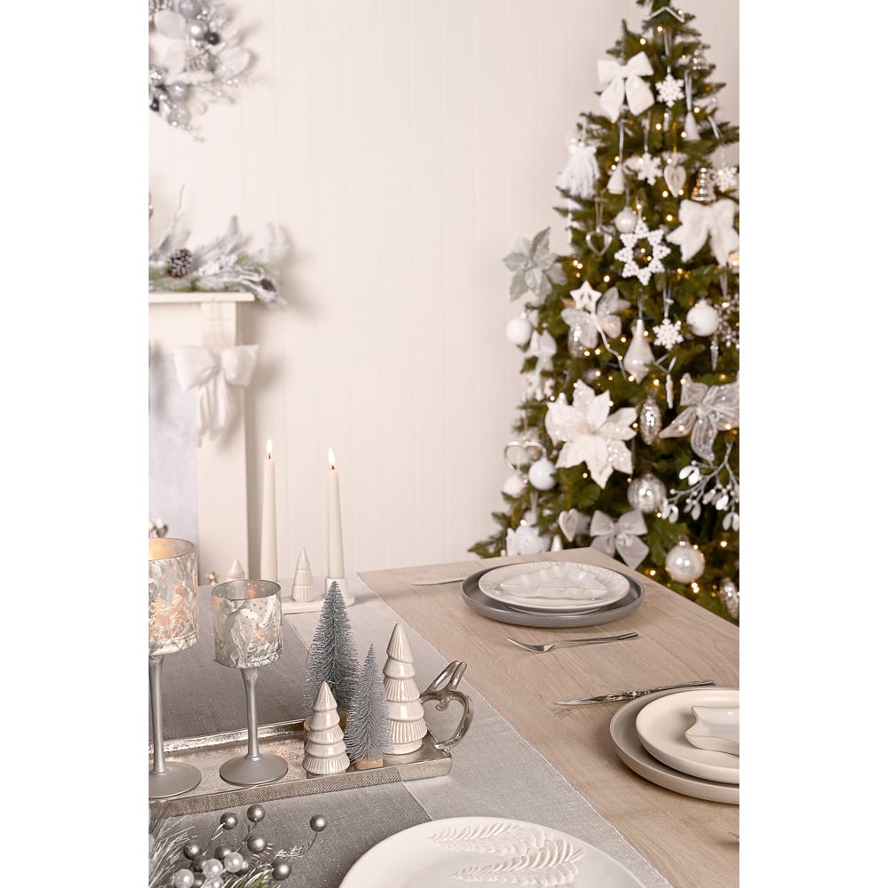 The Seasonal Gift Co. Silver Velvet Bow with Clip 14 x 16cm Image 4