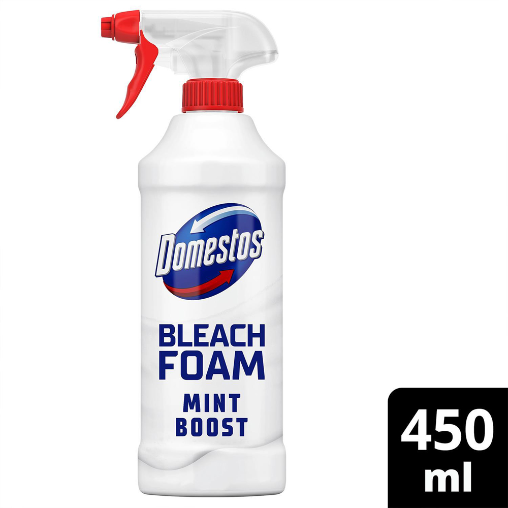 Domestos Mint Boost Bleach Foam Toilet and Bathroom Cleaner Spray 450ml 6 Pack Image 3