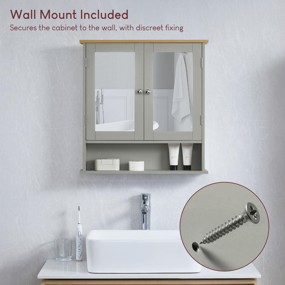 BATH VIDA Priano Grey 2 Door Mirror Bathroom Cabinet Image 7